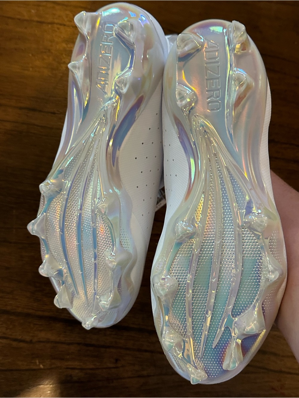 Adidas Adizero Chaos Football Cleats White Black Iridescent Men’s 10 NWOB - Picture 8 of 9